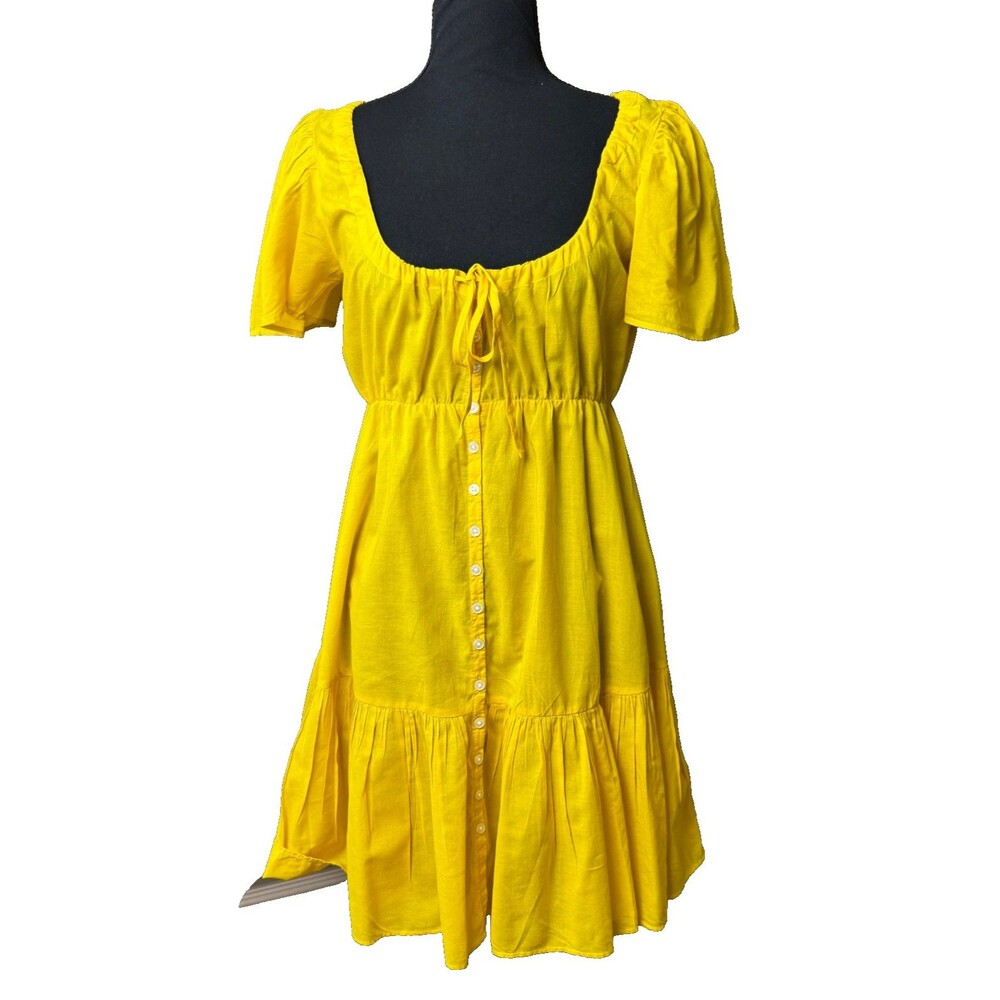 J.Crew Voile Tiered Button Down Beach Mini Dress Women's XXS Sunny Yellow Cotton